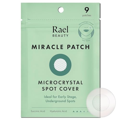 Rael Pickelpflaster, Miracle Microcrystal Spot Cover – Hydrokolloid-Aknepflaster für das Frühstadium, mit Teebaumöl, für alle Hauttypen, vegan, tierversuchsfrei (9 Stück)