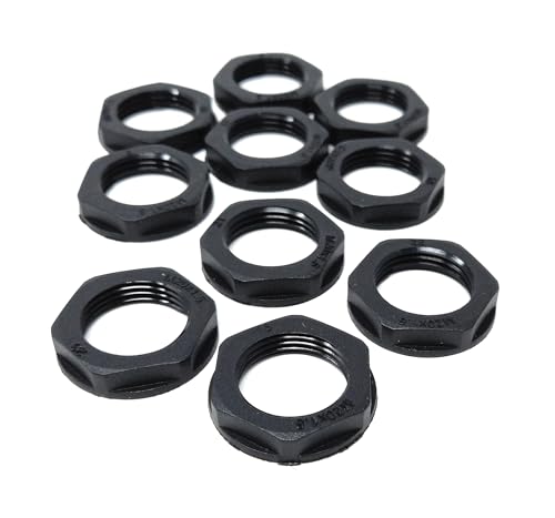 M20 20mm Nylon Kontermutter (Polyamid), 10 Stück - Langlebige, leichte Befestigungslösung (Schwarz)