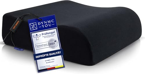 Bequeme Sitzerhöhung Stuhl Erwachsene & Kind - TEST SEHR GUT [MIT PHYSIOTHERAPEUTEN ENTWICKELT] - Formstabiles, 13cm dickes Sitzkissen Stuhl - Perfekte Sitzerhöhung Auto (Schwarz, 40 x 40 x 13 cm)