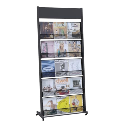 BPT prospektständer 5-Lagen und 3 DIN A4 Breite zeitungsständer,Öffentlicher Empfangsbereich prospekthalter mit Rädern