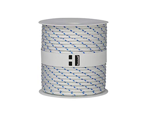 Hummelt Rope Schot Seil Polyesterseil 4mm 100m weiß/blau auf Rolle