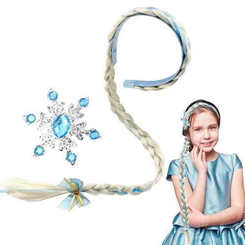 Haarreif Prinzessin Zopf, Mädchen Perücken Haarseil, Lange Haare Rapunzel Zöpfe Haarschmuck, Perücke Prinzessin Perücke Zopf, für Kinder mit künstlichen, für Märchen, Karneval, Mottoparty (Blau)