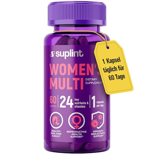 Multivitamin Für Frauen - 60 Kapseln für 60 Tage - Vitamin Komplex A-Z & Mineralstoffe wie Zink, Biotin Und Mehr - Hochdosierte Tabletten Multivinamine A, C, D, E, B6, B12, K
