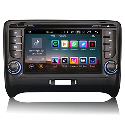 Erisin Android 14 8-Kern 4GB RAM+64GB ROM Autoradio Mit GPS Navi für Audi TT MK 7 Zoll IPS Touchscreen Unterstützt DVD DAB+ Kabelloses CarPlay Android Auto DSP WiFi Bluetooth 5.0 Radio USB OBD2 TPMS