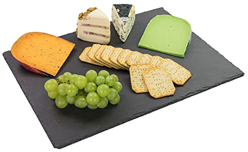 LAUBLUST Sehr Große Schieferplatte für Besondere Anlässe - 40 x 30 x 0,5 cm, Anthrazit-Grau | Stein-Platte aus Naturschiefer - Teller-Untersetzer | Servierplatte | Tisch-Deko | Geschenk-Platte