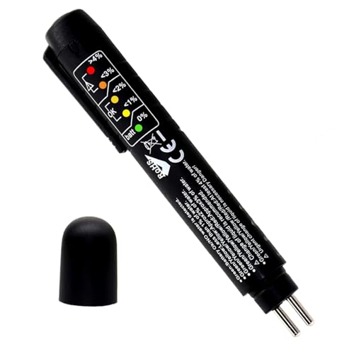 Bremsflüssigkeitstester, Bremsflüssigkeitsprüfer mit 5 LED Anzeige für Auto Fahrzeug, Bremsflüssigkeit Tester, Prüfgerät für Bremsflüssigkeiten, Brake Fluid Tester, Ölerkennung, DOT3, DOT4, DOT5