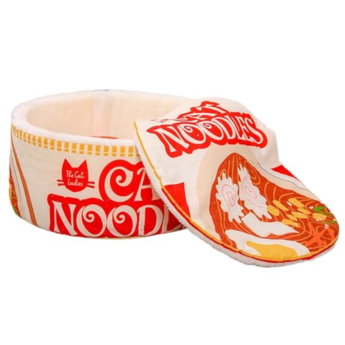 Ramen Nudel-Katzenbett, niedliches Haustier-Nudelhaus, 40 x 40 x 20 cm, abnehmbares Kissen, bequemer Schlafsack, perfekt für Katzen, kleine Haustiere
