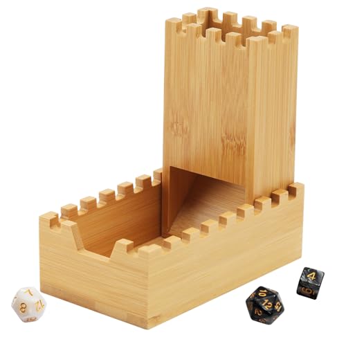 Bambus Würfelturm faltbar hölzerne Würfelrolle Schloss Rolling Case zusammenklappbar Holz Würfelkasten für Tabletop- Spiele Brettspiele Mini- Spiele 6x3x2inch