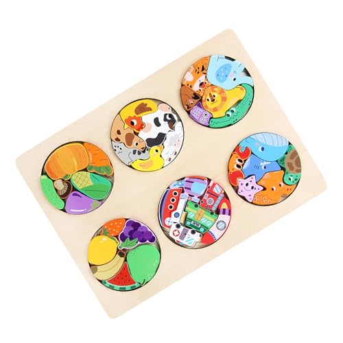 Holzrätsel, Kinder Holzrätsel,Tierfrucht -Holzrätsel für Kinder - Farbenfrohe Vorschulerziehung Brain Teaser Boards, pädagogische Mindspiele für Mädchen