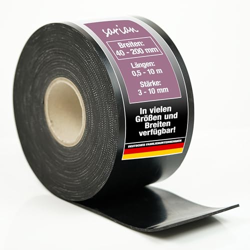 Gummistreifen BIS 10 Meter Länge mit Gewebeeinlage 3-10mm stark, viele Größen und Breiten Gummirollen Industriequalität Hartgummi Vollgummi (LxB 1m x 4cm, 5mm Stärke)