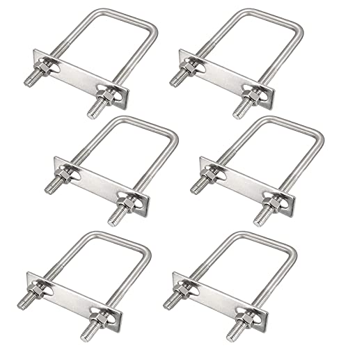 6 Stück U-Schrauben M8 40x100 mm Edelstahl U-Bolzen U-BüGel Quadratische M8 U Schrauben Edelstahl Mit Mutter Rahmengurte Bügelbolzen Unterlegscheibe für Rohr Durchmesser Befestigung Auto Abschleppen