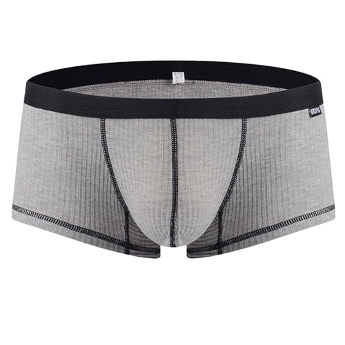 WKAYsIV Herren Unterwäsche Bio Persönlichkeit, sexy, einfarbige Unterwäsche Gewebe Boxershorts Herren (Grey, M)