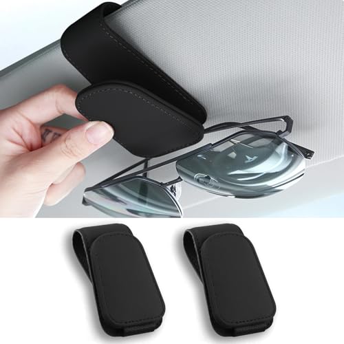 Brillenhalter für Auto Sonnenblende, Brillenhalter für Auto, Sonnenbrillenhalter Auto, Magnetische Auto Visier Brillenhalter,Sonnenbrillen Halterung/Ticket-Kartenclip (1, Schwarz)