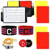 Fußbal Sachen Schiedsrichter Set Schiedsrichter Pfeifen Mit 2 KapitäNsbinde Mit 3 Rote Karte Gelbe Karte,Mit Tasche Punktebuch,Schiri Set Kinder für Fußballspiel Schulsport Sport