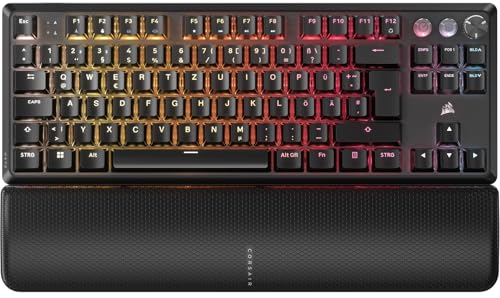 CORSAIR K70 PRO TKL RGB Mechanische Kabelgebundene Gaming-Tastatur – Geschmierte Hall-Effekt MGX Hyperdrive Einstellbare Schalter, Gleichzeitiger SOCD und Rapid Trigger, 8000Hz, QWERTZ – Schwarz