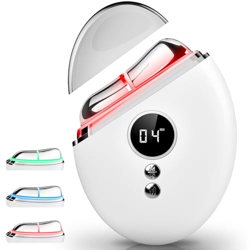 Ehomfory® EMS Gua Sha, Gesichtsmassagegerät Gua Sha Elektrisch mit Smart 3 Modi Anti-Falten Schönheit Gerät, EMS Gesichtsmassage mit Vibration & Wärme für Gesichtsstraffung, Anti Falten Anti Aging