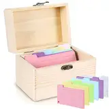ALLOMN Holz-Rezeptbox mit Karten, robuste Karteikartenbox aus Holz, 10,2 x 15,2 cm, Rezepthalter, Kartenbox, Notizkarten-Organizer, Etui mit 150 Notizkarten für Küche, Hochzeit, Brautparty, Mutter