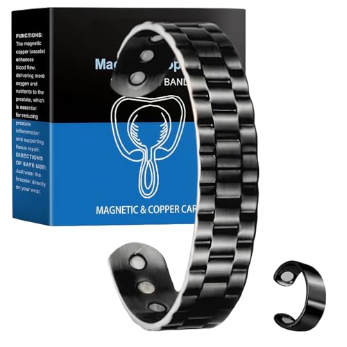 Magnetisches Kupfer-Prostata-Band,Prostata-Armband,Magnetarmband Herren,Magnetisches Kupfer-Prostata-Armband,Verbessert Die Durchblutung,Herrenmode-Armbänder,mit 1 Ring