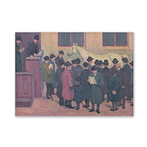 Leinwandbilder-Robert Polhill Bevan-Berühmte Gemälde druck auf Leinwand-LandschaftBilder auf Leinwand-Reproduktion Poster und Kunstdrucke-'Pferdeverkauf im Barbican' 20x30cm(8x12in)Rahmenlos