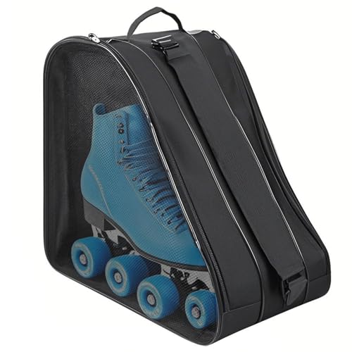 Mritrit Schlittschuhtasche Rollschuhe Tasche Inliner Tasche Kinder Eishockey Bag Skischuhtasche mit Verstellbar Trageriemen für Rollschuhe und Eislaufschuhe (Schwarz)
