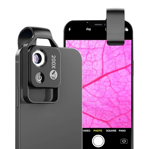 APEXEL 200X Mini-mikroskop für Smartphone,Handy mikroskop für Smartphone,Explore Micworld with Smartphone Microscope，Schwarz
