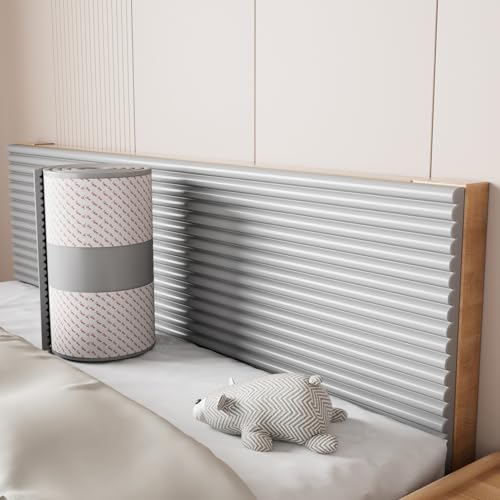 APMOE Wandkissen Bett Wandpolster Selbstklebend, Wandpaneele Gepolstert für Kinder Autismus - Wandschutz Bett für Schlafzimmer Polsterpaneel Wand, Schalldämmung und Wärme Bettkopfteil(Grau,30x200 cm)