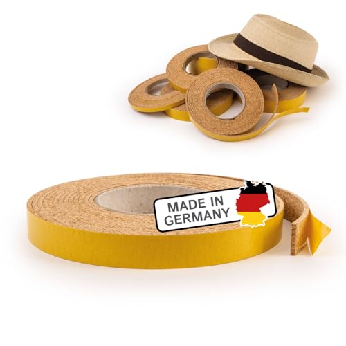 Korkstreifen selbstklebend, 5 m lang, 2 cm breit und 3 mm dick, zuschneidbar, Korkstreifen Dehnungsfuge, Hutband, Korkband, Kork selbstklebend, Hutverkleinerer selbstklebend – Made in Germany