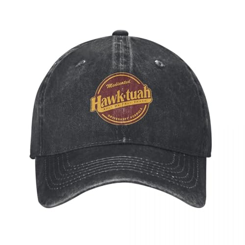 KUGEUII Neutrale atmungsaktive Baseballkappe aus Reiner Baumwolle von Hawk Tuah Spit On That Thang im Unisex-Stil Lustige Pop-Cap im Distressed-Denim-Waschverfahren Verstellbare Snapback-Kappe