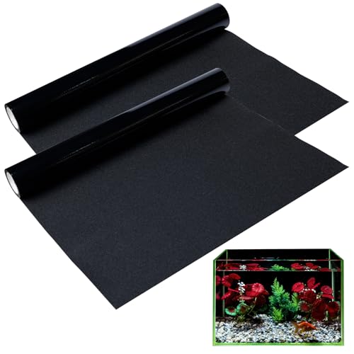 2 Stück Schwarzer Statisch Aquarium Hintergrund, Statisch Haftender Aquarium Hintergrund Schwarzer, 30*200CM PVC Aquarium-Hintergrund, Aquarium Rückwandfolie, Aquarium Folie Selbstklebend Für Aquarium