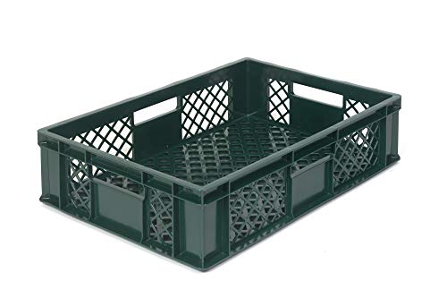 DIE BOX FABRIK Bäckerkisten 60x40 cm – Stapelbare Lebensmittelechte Transportkisten, in verschiedenen Farben – Ideal für Lagerung und Transport von Backwaren (Grün, 60x40x15 cm)