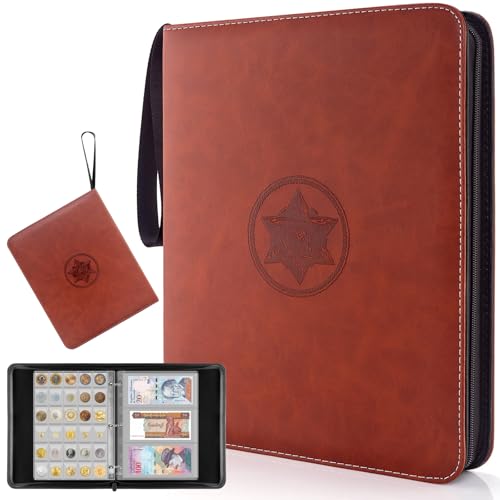 JoyHood Münzalbum - 300 Taschen Münzsammlung + 30 Taschen Banknoten Sammelalbum für Münzen Währung Sammlung Lieferungen, Rechnung, Pennies, Quarter, Geschenke für Münzsammler