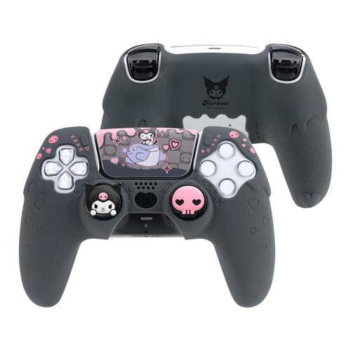 Kuitmor Silikon-Abdeckungsset für PS5-Controller, rutschfeste, weiche Schutzhülle für den kabellosen PlayStation 5-Controller mit 2 Daumengriffkappen und 1 Aufkleber