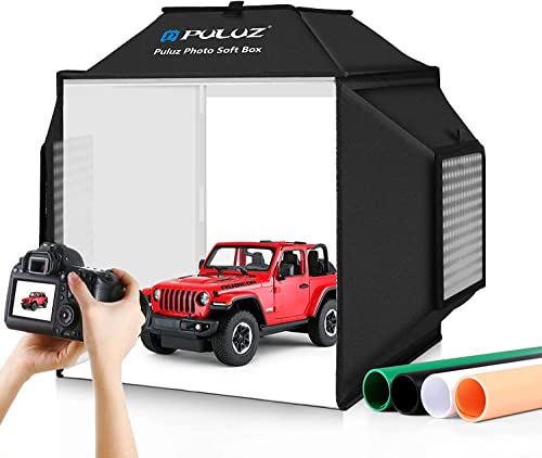 OBEST Tragbarer Fotostudio, 15,8"*15,8" Dimmbares Photobox Lichtzelt Kit, CRI≥95, mit 3-seitigen LED-Lampenperlen (480 Stück) und Abnehmbarem Frontfenster