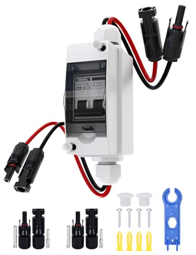DIHOOL 30A DC Trennschalter PV Anlage Komplettset 400V Solar Anschlusskasten für 500W Solarmodule Einspeisesteckdose Balkonkraftwerk
