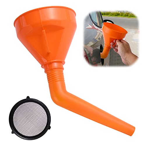 Abnaok Trichter mit Schlauch, Universal Einfülltrichter 1,2 Liter, Trichter mit Sieb Abnehmbarer, öltrichter schnelle Filtration