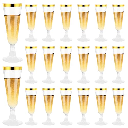 Hisdricus 20 Stück Sektgläser Plastik, 150ml Sektgläser Kunststoff, Wiederverwendbar Plastik Champagnergläser,für Hochzeiten, Geburtstage und Partys,Transparent
