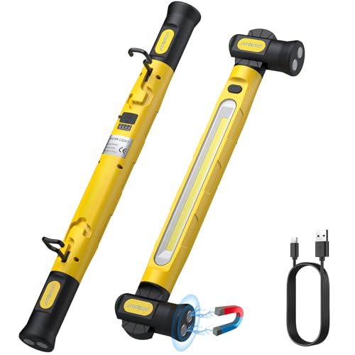 AUTOUTLET LED Arbeitsleuchte, Wiederaufladbare 6000mAh Echte 3000LM, Motorraumleuchte Werkstattlampe mit Magnet, 360° Haken, 3 Modi & 180° Drehbar, Mechanikerleuchte für Camping/Garage/Werkstatt usw