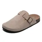 Clogs für Damen und Herren, Leder Hausschuhe mit Fußbett, Geschlossene Pantoletten und Gartenschuhe Sommer Sandalen in den Größen 36-46
