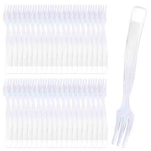 50 Stück Plastik Gabeln, 10.8cm Mehrweg Plastikgabel, Kuchengabeln Plastik, Transparent Plastikgabeln, Wiederverwendbare Robust Kunststoffgabel für Picknicks, Camping, Geburtstagsfeiern, Hochzeiten
