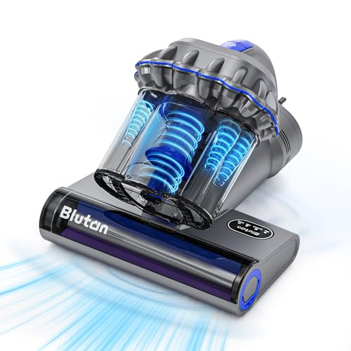 Blutan B Mitefree X3 Milbensauger mit 3-Becher-6-Stufen Zyklon Filtration, UV-Sterilisation, Heißluft, LED-Anzeige,＞10 kPa für Matratzen, Sofas,Chemiefreier Polsterreiniger,Entfernt 99,9% Allergene