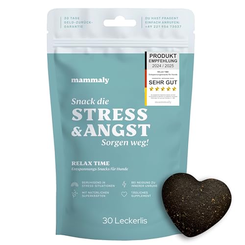mammaly Beruhigungsmittel für Hunde Relax Time Test-Set – Seelenruhe für Anti-Stress Momente wie Autofahrt, Silvester – Leckere Hundesnacks mit Baldrian & Probiotika zur Entspannung & Beruhigung