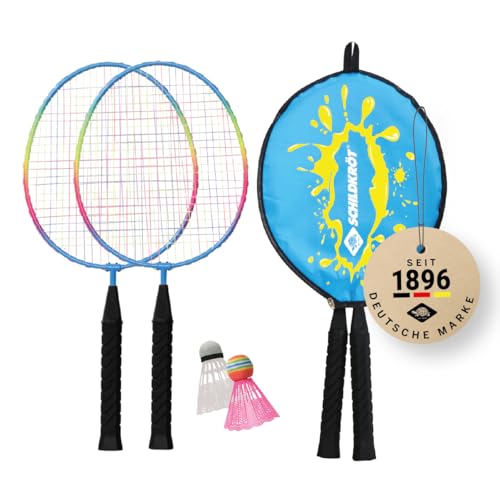 Schildkröt Federball Set Junior – 2 kurze Schläger für leichteres Treffen – 2 Federbälle – 3/4 Transporthülle – Badminton Set für Anfänger – Outdoor-Spielspaß für Kinder ab 4 Jahren