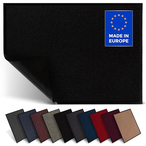 Jan Max Fußmatte, Hohe Saugfähigkeit, Sauberlaufmatte, Türmatte, rutschfest und Sicher, Einfache Reinigung, Qualität Schmutzfangmatte 60 x 90 cm Schwarz