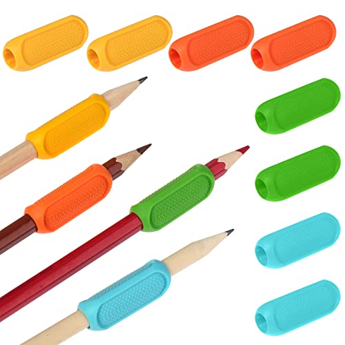 TIESOME Silikon Grips Stiftehalter, 8 Stück Bleistift Griffe, Stifthaltung Hilfe Kinder Silikon Stift Griffe, Stiftgriffe Schaumstoff, Linkshänder Rechtshänder Bleistift Griffe Schreibhilfe für Kinder