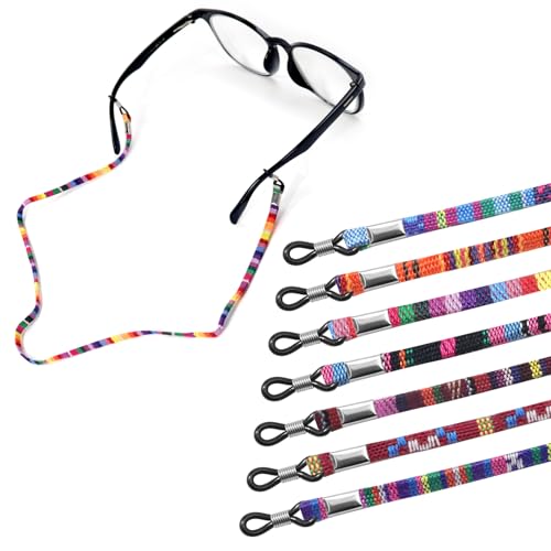 Qufiiry Brillenband, 7 Stück Universal Brillenbänder, Brillenkette Damen, Bunt Brillenkette, Verstellbar Sonnenbrillen Kette Brillenschnur für Damen und Herren