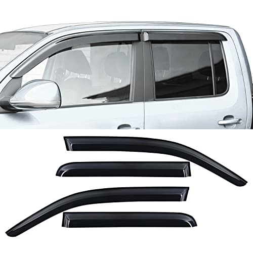 JHCHAN Windabweiser für VW Amarok 2011–2022 V6 Amarok Canyon Atacama Aventura D Cab Regenschutz Windschutz Sonnenschutz Außentür Rahmen Montage Zubehör Rauchschwarz PMMA 4 Stück Set
