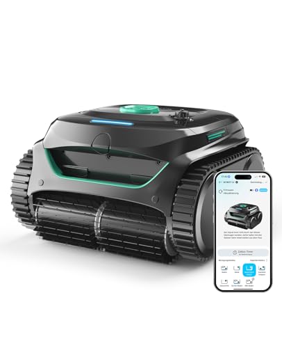 WYBOT C2 Poolroboter Akku Boden und Wand für Einbaupools bis 150㎡, Doppelfiltration, 3-Fach Motor, Starke Saugkraft, Wandkletter & Wasserlinie, 183 Min, App(Schwarz-Grün B)