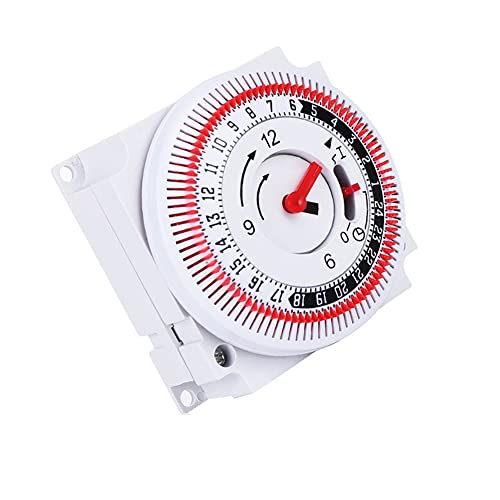 VOANZO 24-Stunden-Zeitschaltuhr-Steckdose, 220 V/16 A, Tauchheizung, Timer-Schalter, mechanischer Timer für Lichter/Heizungen/Pools/Haushaltsgeräte