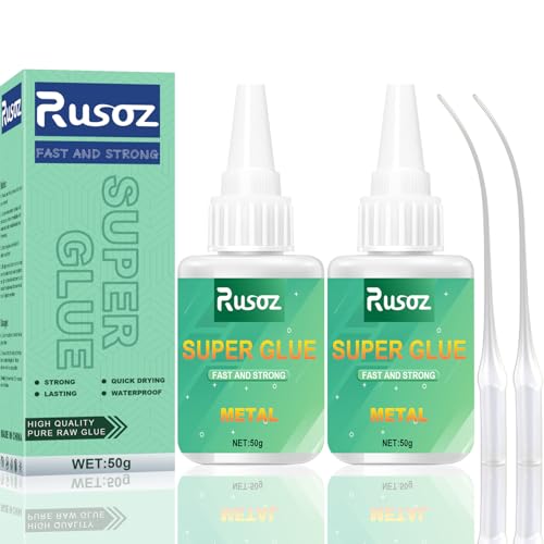 Rusoz Sekundenkleber Metall, 100g Metallkleber Extra Stark Wasserfest, Sofortkleber Hitzebeständig zum Verkleben von Metallen aller Art