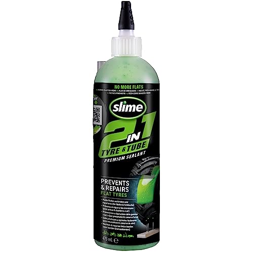 Slime 10193-51 2-in-1-Dichtmittel für Reifen- und Schlauchpannen, Premium, Prävention und Reparatur, geeignet für alle „Off-Highway“-Reifen und -Schläuche, ungiftig, umweltfreundlich, 473ml (16oz)